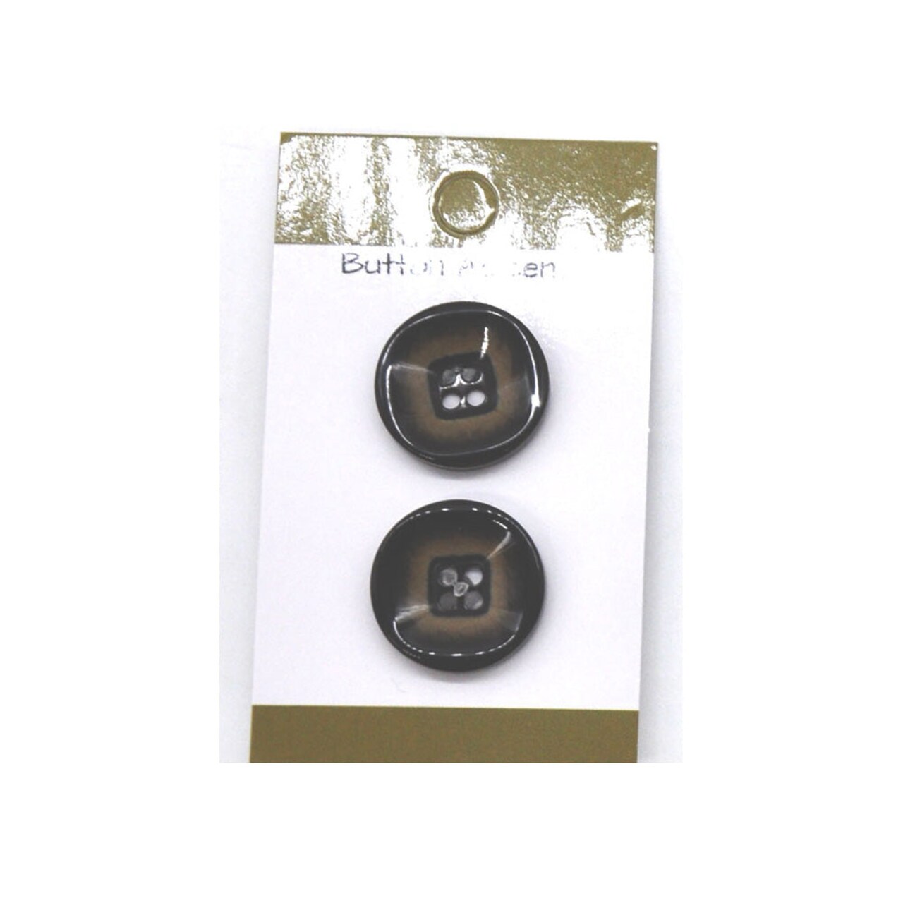 Belagio Resin Buttons, 0.75" Diameter, Edged Two-Tone Design, 2 Piece Pack, Gray